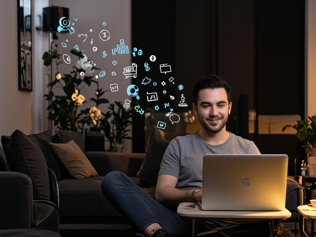 A person looking for digital or online side hustles